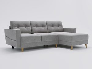 Miniaturka 34 - Szara sofa narożna z trzema siedziskami i bocznym oparciem