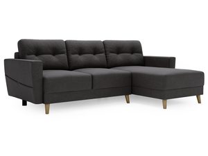 Miniaturka 9 - Ciemnobrązowa narożna sofa z pikowanymi poduchami