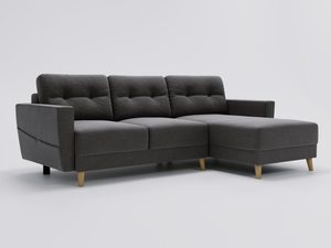 Miniaturka 35 - Narożna sofa w odcieniu grafitowym z drewnianymi nogami