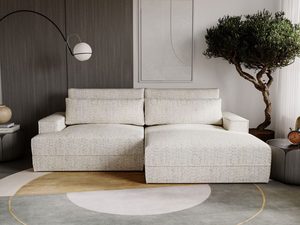 Miniaturka 14 - Beżowa sofa w minimalistycznym wnętrzu z drewnianą podłogą