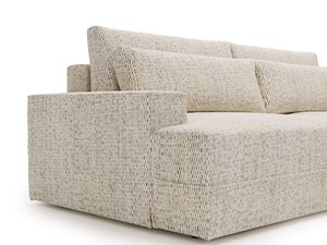 Miniaturka 11 - Beżowa sofa z miękkimi poduchami i prostą formą