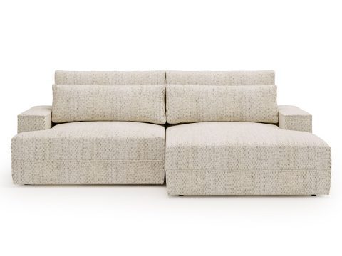 Beżowa sofa modułowa z tapicerką boucle i dużym siedziskiem