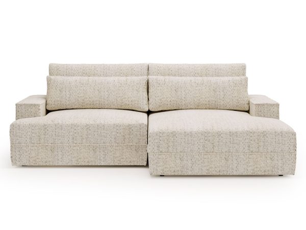 Beżowa sofa modułowa z tapicerką boucle i dużym siedziskiem