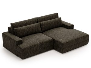 Miniaturka 5 - Ciemnobrązowa sofa z poduszkami i szerokim bokiem