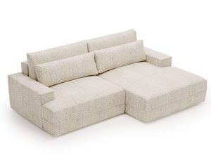 Miniaturka 4 - Beżowo-brązowa sofa z kontrastowymi podłokietnikami