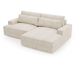 Miniaturka 6 - Beżowa sofa modułowa z szezlongiem i miękkim obiciem