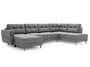 Miniaturka 6 - Ciemnoszary narożnik w kształcie litery U z szezlongiem