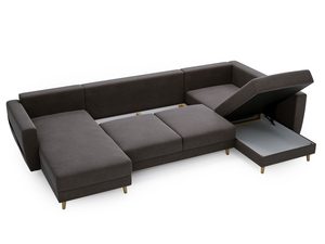 Miniaturka 21 - Ciemnoszary narożnik z rozkładaną funkcją spania