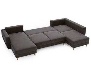 Miniaturka 17 - Rozłożony narożnik z funkcją spania w kolorze ciemnoszarym