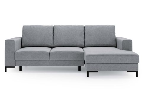 Narożnik jasnoszary z tkaniny z szerokim siedziskiem