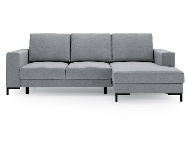 Narożnik jasnoszary z tkaniny z szerokim siedziskiem