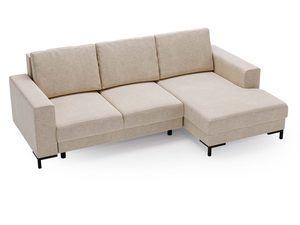 Miniaturka 12 - Beżowy narożnik z regulowanym bokiem i komfortową tapicerką