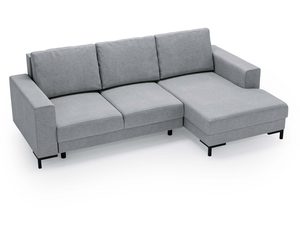 Miniaturka 14 - Narożnik jasno-szary z pikowaną tapicerką i czarną podstawą