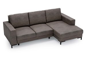 Miniaturka 17 - Brązowy narożnik z poduszkami oparciowymi i bokiem w stylu loftowym