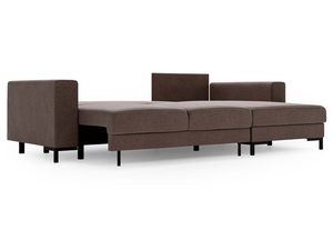 Miniaturka 31 - Brązowy narożnik z tkaniny z niskim oparciem i metalowymi nogami