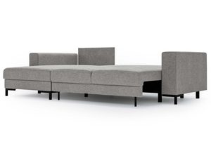 Miniaturka 34 - Szary narożnik modułowy z prostym profilem i podłokietnikiem