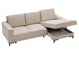 Miniaturka 25 - Beżowy narożnik z bokiem funkcjonalnym i prostą konstrukcją