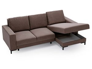 Miniaturka 26 - Brązowy narożnik z czarnym stolikiem i nowoczesną tapicerką