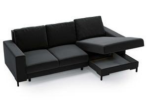 Miniaturka 28 - Czarny narożnik z funkcjonalnym podłokietnikiem i regulowanym oparciem