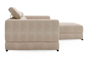 Miniaturka 13 - Beżowy narożnik z tapicerowaną tylną częścią i niskim oparciem