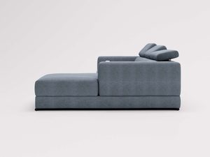 Miniaturka 32 - Szaroniebieski leżak tapicerowany z zagłówkiem i podłokietnikiem