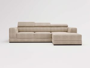 Miniaturka 25 - Nowoczesny narożnik beżowy z siedziskiem typu L i oparciem