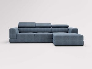 Miniaturka 28 - Narożnik niebieskoszary z regulowanym zagłówkiem i niskim siedziskiem