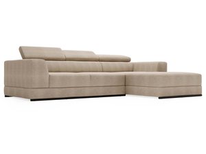 Miniaturka 1 - Beżowy narożnik z wysokimi poduszkami i prostą formą