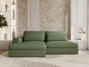 Miniaturka 39 - Zielona sofa z siedziskiem i prostymi oparciami w naturalnej aranżacji