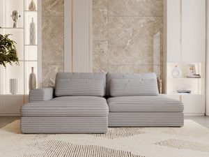 Miniaturka 42 - Szara sofa narożna z wysokim oparciem w klasycznej aranżacji