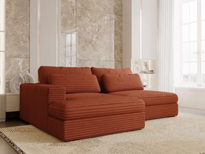 Miniaturka 43 - Sofa rudawa z poduchami w aranżacji klasycznej z beżową zasłoną