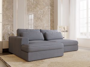 Miniaturka 47 - Modułowa sofa w niebieskoszarym odcieniu z ryflowanym obiciem do salonu