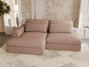 Miniaturka 50 - Beżowa sofa modułowa w aranżacji klasycznej z grubym splotem