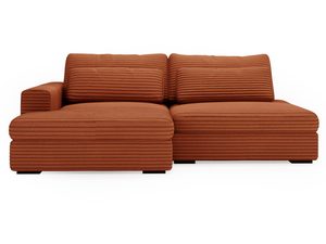 Miniaturka 4 - Rudawa sofa z wyraźnym ryflowaniem, styl retro do nowoczesnych przestrzeni