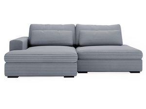 Miniaturka 5 - Kompaktowa sofa szaroniebieska tapicerowana z wysokimi poduszkami