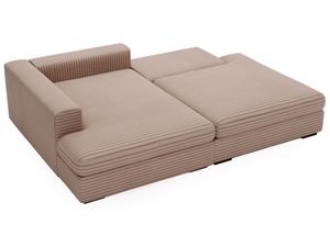 Miniaturka 20 - Beżowy narożnik tapicerowany z miękkim siedziskiem do eleganckiego wnętrza