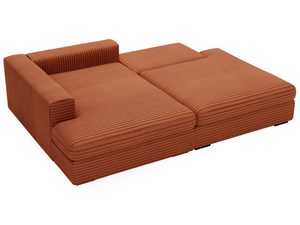 Miniaturka 22 - Pomarańczowy narożnik tapicerowany w nowoczesnym stylu z grubymi poduchami