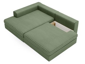 Miniaturka 33 - Zielony narożnik z tkaniny strukturalnej do pokoju dziennego