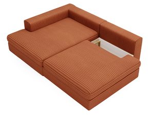 Miniaturka 34 - Pomarańczowy narożnik tapicerowany z dużym siedziskiem, styl loftowy