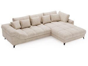 Miniaturka 8 - Narożnik beżowy z poduszkami i szezlongiem w stylu nowoczesnym