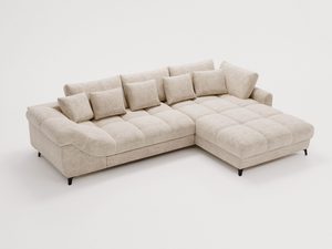 Miniaturka 29 - Beżowy narożnik z pojemnikiem i pikowanym siedziskiem