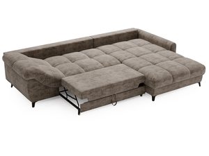 Miniaturka 13 - Brązowy narożnik rozkładany z grubym siedziskiem i funkcją wypoczynku