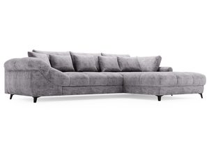 Miniaturka 7 - Szary narożnik z tapicerką i długim siedziskiem do nowoczesnego salonu