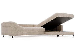 Miniaturka 20 - Beżowy narożnik z rozkładanym mechanizmem do spania