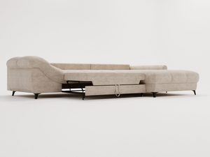 Miniaturka 31 - Beżowy narożnik z otwartym pojemnikiem i czarnymi nogami