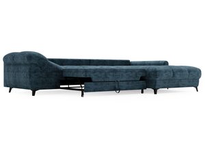 Miniaturka 18 - Narożnik niebieski z funkcją relaksu i tapicerowanym wykończeniem