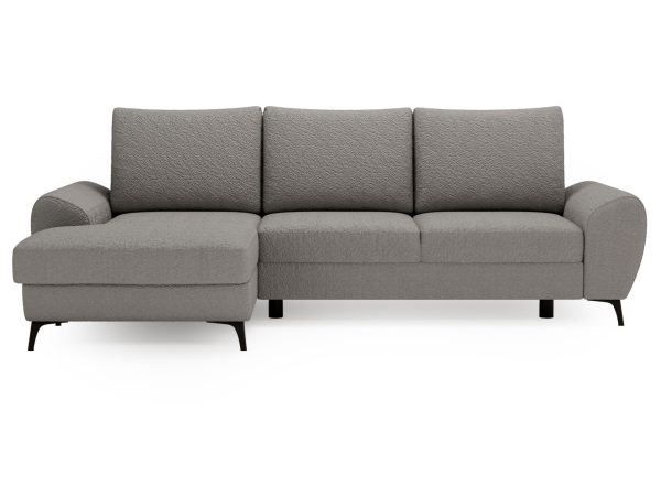 Szary narożnik z trzema siedziskami i prostą formą