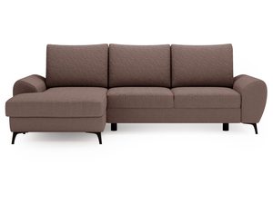 Miniaturka 1 - Brązowy narożnik z szerokim siedziskiem i funkcją relaksu