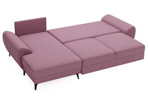 Miniaturka 14 - Różowy narożnik z prostym oparciem i miękkim wykończeniem