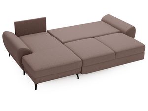 Miniaturka 13 - Beżowy narożnik z szerokimi poduchami i wysokim siedziskiem